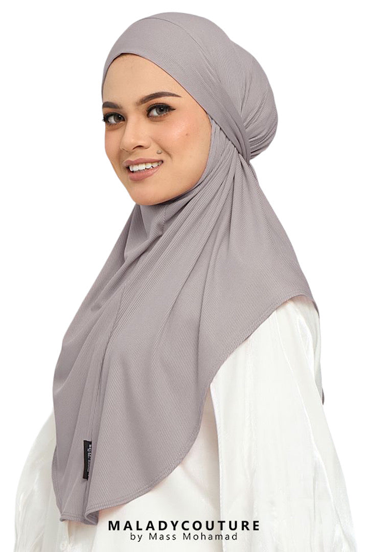 Slip on Tie-back Instant Scarf Cotton Ribbed knit - Main Image