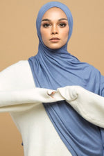Load image into Gallery viewer, Viscose Wrap Jersey Shawl ~ Sky Blue
